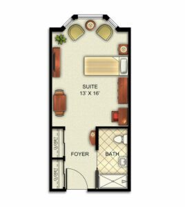 Assisted Living and Memory Care Studio apartment floorplan