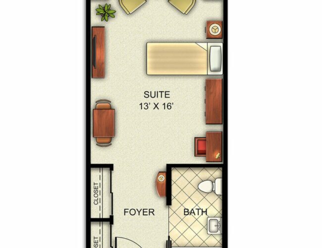 Assisted Living and Memory Care Studio apartment floorplan