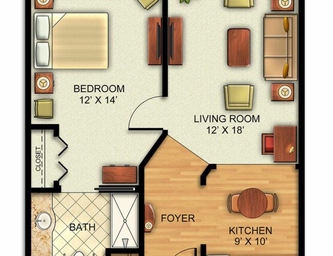 Assisted Living One Bedroom Apartment.