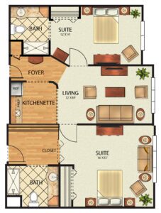 McKnight Place Assisted Living Two Bedroom Apartment floorplan.