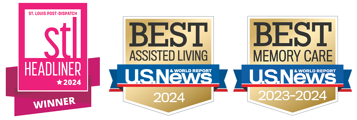 STL Headliner 2004 winner. U.S. New and World Report best assisted living 2024 award. U.S. New and World Report best memory care 2023-2024 award.